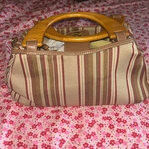 Sonoma Striped Wooden Handle Handbag
